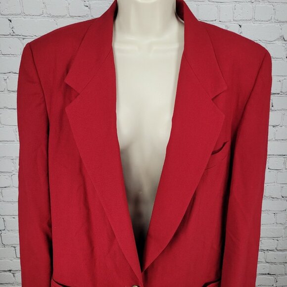 VTG Talbots Red 100% Worsted Wool Gold Button Blazer Jacket USA Made Size 16 - Picture 6 of 15